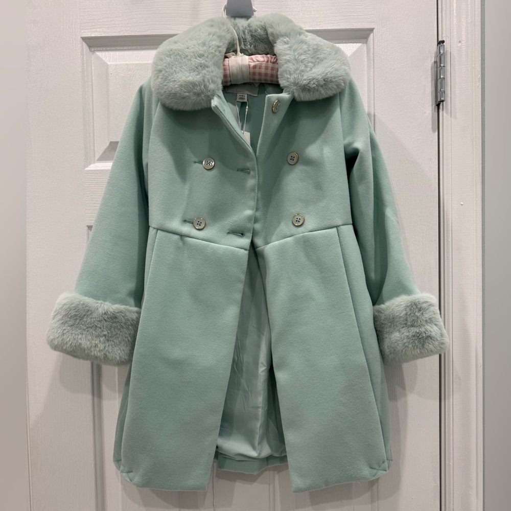 NWT Janie and Jack faux fur coat with matching scarf